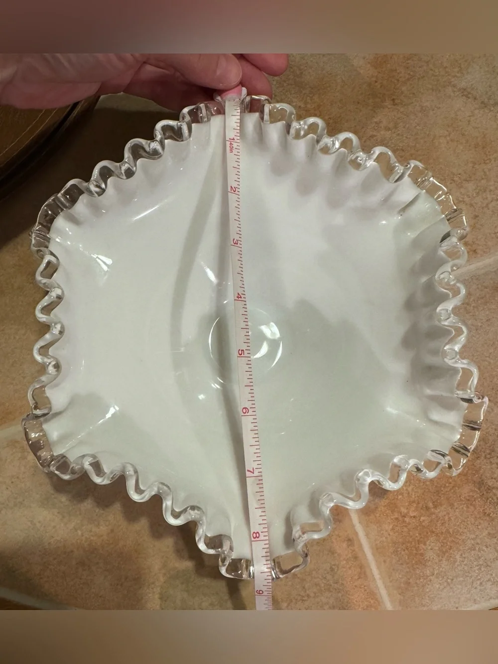 Fenton Silver Crest Milk Glass Bowl - Picture 5 of 6
